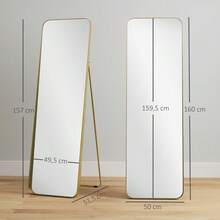 Freestanding Tilting Mirror, Metal Frame, MDF, 160 X 50 Cm, Gold Color - 1PC - 查看 5