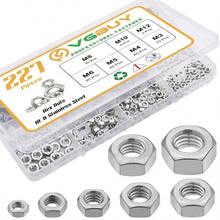 Bestselling 227pcs Metric Hex Nuts Assortment Kit M3 M4 M5 M6 M8 M10 M12, 304 Stainless Steel 18-8 External Hex Nut Set Hex Screw Nuts Hardware Nuts Producto Tendencia - B - 查看 2