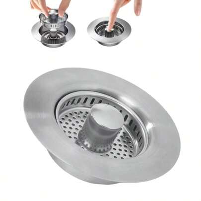 Nút chặn cống bồn rửa bằng thép không gỉ, lưới lọc đàn hồi, nắp đậy cống bồn rửa, kiểu ấn