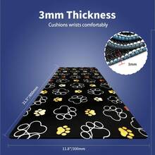 1pc Cute Cartoon Pet Paw Print Black Mat For Pet Feeding Area, Living Room & Entryway Waterproof & Easy To Clean - Multicolor - View 2