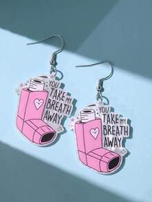 1 paire de boucles d'oreilles pendantes en acrylique créatives, drôles, uniques et mignonnes avec un slogan de hip-hop de dessin animé. Convient pour le port quotidien, les festivals et les fêtes des femmes - Multicolore - Voir 4