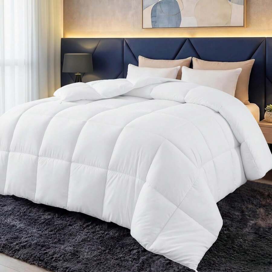 1pc (White) Bedding Duvet 135 X 200 Cm, All-Season Duvet 280 GSM Filling, Microfiber Quilt, Duvet, Quilt, Bedspread, With Diamond Quilting, Cloud White - 白色 - 查看 1