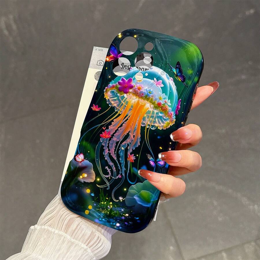 Tương thích với iPhone 17, 17 Pro, 17 Pro Max, 17 Air, 16, 15, 14, 13, 12, 11 / S26, S25, 24, 23, 22 Ultra, A52, A53, A54, A55, A56, 07, A17 / / , Chống bám vân tay, Chống sốc, Chống rơi vỡ. Ốp lưng điện thoại màu kem trong suốt họa tiết sứa thời trang. Sang trọng và thanh lịch, món quà lý tưởng cho bạn bè, bạn gái, bạn trai. - màu đen - Xem 1