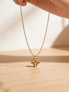 1 chiếc vòng cổ nữ bằng đồng khảm đá Zirconia cao cấp hình cánh hoa hồng đỏ, vòng cổ choker hoa vàng. - Vàng - Xem 6
