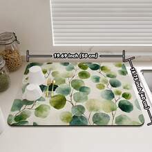 Tapis de tasse isotherme imprimé de feuilles, tapis de cuisine absorbant antidérapant en caoutchouc pour égouttage, séchage rapide et lavable - Doré - Voir 15
