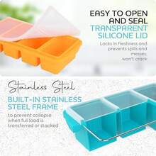Freezer Tray With Lid-Soup Freezer Container Molds-Large Ice Cube Tray Set Makes 1-Cup & 2-Cup Portions Cubes Perfect For Preparing Meals In Different Portion Sizes Oven & Dishwasher - - 定義 - 查看 6