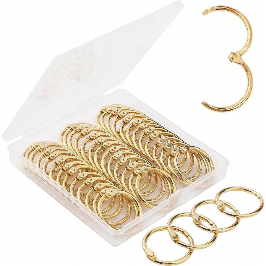 40 Pack Gold Loose Leaf Binder Rings 1 Inch Metal Book Rings - 金子 - 查看 1
