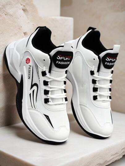 1双休闲运动篮球鞋，网面透气增高鞋，男士跑步鞋，运动户外鞋，白红/白黑（网面和皮革）可选