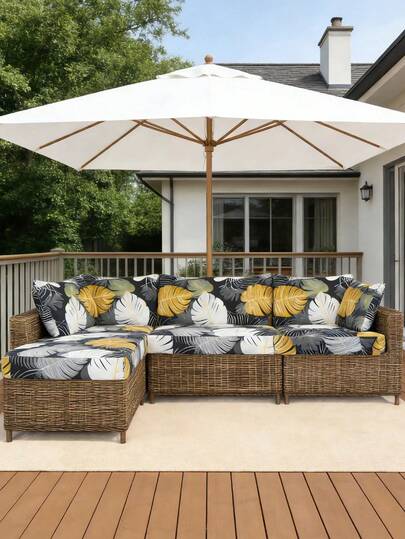 1 chiếc bọc ghế sofa ngoài trời bằng lụa sữa in họa tiết hoa, chống bụi, có chun co giãn, có thể tháo rời và giặt được, kiểu dáng hiện đại, thích hợp cho ngoài trời, phòng khách, phòng ăn, phòng ngủ.