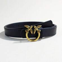 Casual Women's Belt With Swallowtail Buckle, Fashionable Leather Belt, Women's Belt 105 Cm - 黑色 - 查看 1