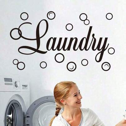 1pc Laundry Bubble Vinyl Engraved Wall Stickers Self-Adhesive Laundry Room Decorations