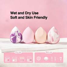 1/4pcs Makeup Sponge, Multi-Functional Foundation Applicator For All Skin Types To Achieve Flawless Makeup Finish - Multicolor - View 2