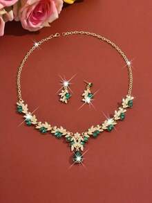 3pcs Luxury Wedding Party Women Dresses Rhinestone Diamond Decor Jewelry Fashion Sparkly Choker Necklace & Earrings Set Prom Costume Jewelry Set Accessories (2 Earrings And 1 Necklace) - 水鑽首飾套裝 - 查看 10