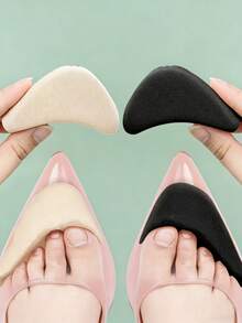Ultra Soft Shoe Toe Inserts, Sponge Half-Size Pads, High Heel & Loafer Heel Grips, Toe Protection Anti-Friction Adjustable Forefoot Pads - A- Apricot + Black - View 2
