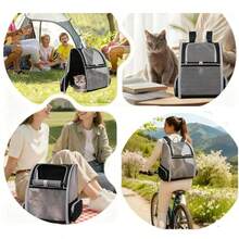 Foldable Pet Carrier Backpack For Small Dogs & Cats Under 15lbs, Black - Multicolor - View 2