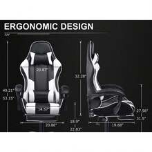 Ergonomic Gaming Chair Adjustable Swivel Computer Desk Chair With Footrest & Cushion For Office Home - Default - View 6