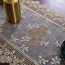 HXARTMIS 1pc Elegant Lace Rose Embroidered Edged Table Runner, Vintage Lace Mesh Table Decor, Romantic Floral Dining Table Decoration Suitable For Restaurant, Kitchen, Wedding, Party, Home Decor, Mother's Day, Valentine's Day, Father's Day Holiday Themes - Brown - View 9