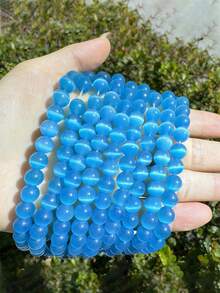 1 Chuỗi hạt Selenite tự nhiên hình tròn, hạt Selenite mắt mèo rời để làm trang sức DIY vòng tay, dây chuyền, kích thước 6 8 10mm - trắng - Xem 6