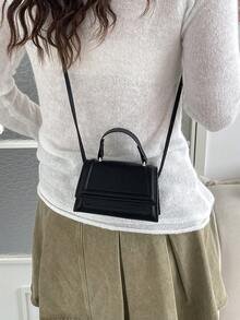 Túi xách nữ mới, túi vuông nhỏ, túi đeo vai/đeo chéo đa năng, ví đựng tiền xu. - màu đen - Xem 7