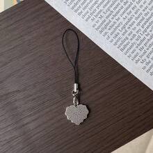 1 pieza Decoración de teléfono de alta gama con lazo en forma de corazón blanco, colgante versátil para teléfono, amuleto de teléfono minimalista, adecuado para llavero, auricular, unidad USB, compatible con teléfonos inteligentes - Blanco - Ver 7