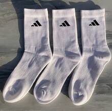 Adidas 3雙吸震中筒襪，附踝部支撐與足弓加壓，建議尺寸：[XS] 腳長 21-22cm [S] 腳長 21-23.5cm [M] 腳長 24-26cm [L] 腳長 26.5-28.5cm - 白色 - 查看 10