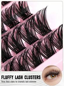 1 Box 120 Clusters 10 Rows D-Curl False Eyelashes, Natural And Dramatic Effect, Eyelash Extension Makeup Tool, DIY Home Use - Black - View 5