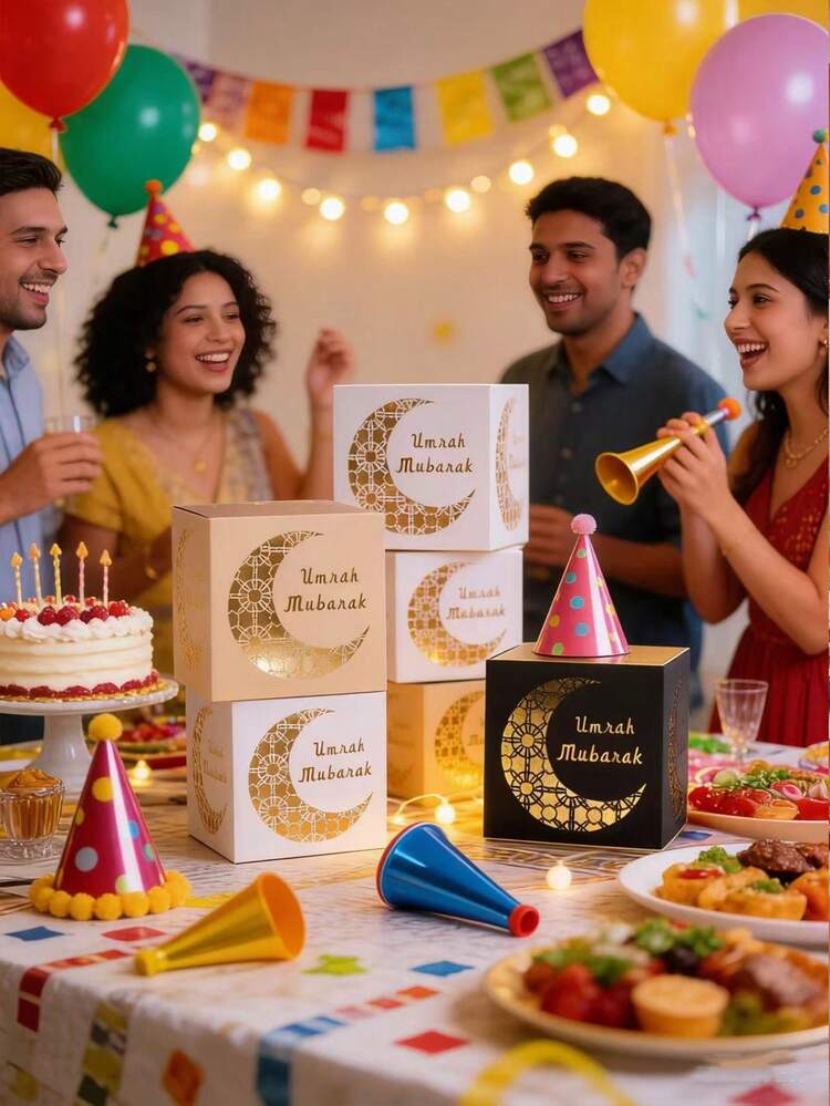 10个/包 开斋节/宰牲节派对礼品糖果饼干双层中空纸盒 - 查看 2