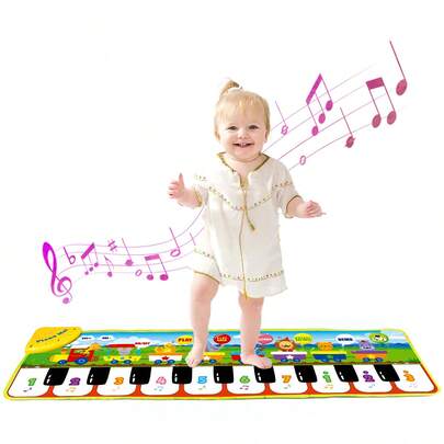 1pc Children's Multifunctional Music Piano Mat, Floor Dance Toy With 10 Built-In Songs, 8 Animal Sounds, 5 Modes, Music Early Education Toy, Crawling Carpet, Dance Mat, Gift For Toddler Boys And Girls