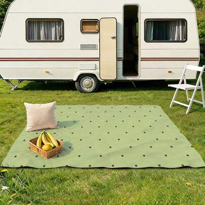 1 pieza Manta de picnic con estampado de lunares, adecuada para salidas de primavera, aplicable para fiestas al aire libre, picnics en la playa, viajes familiares, campamentos, parques y diversas actividades al aire libre