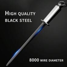 重型黑色钢制磨刀棒，超强磨刀棒，适用于厨刀和厨房工具 - 黑色 - 查看 4