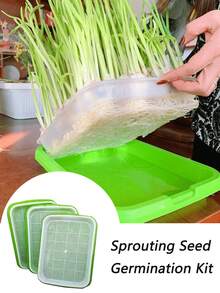 Sprouting Seed Sprouting Kit With Sprouting Tray And Base - Compact Sprouting System For Peas, Beans, Wheat, Pet Grass - Green Sprouting Cultivator With Drainage Holes (Seeds Not Included) - Multicolor - View 3