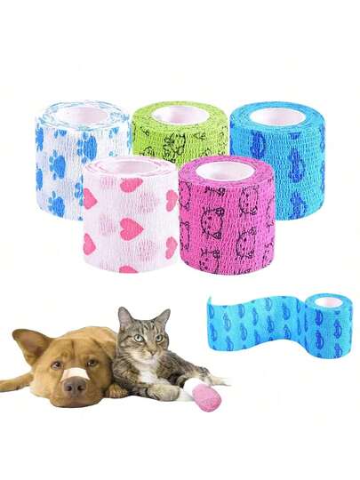 1/5 Rolle Tierbandage - 4,5m/177 Zoll, Kompressionsbandage geeignet für Haustiere, Finger, Sport und mehr!