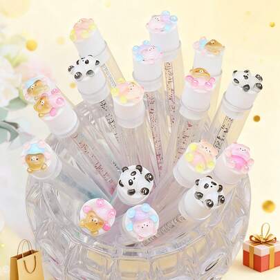 1/3/5/7pcs Cute Cartoon Panda & Bear Eyelash Brush, Eyebrow Brush, Portable Tube Makeup Lash Brush, Eyelash Comb & Brow Grooming Tool