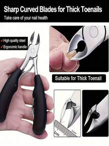 6pcs/Set Thick Toenail Clippers For Elderly - Wide Jaw Large Toenail Scissors, Includes Ear Wax Removal Tool, Suitable For Thick Ingrown Nails And Pedicure, Professional Sharp Heavy Duty Nail Clipper, Professional Manicure Care Set, Travel Case, Gift For Friends, Boyfriends And Parents - Multicolor - View 6