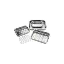 4PC STAINLESS STEEL ROASTING TRAYS OVEN PAN DISH BAKING ROASTER TRAY GRILL RACK - View 6