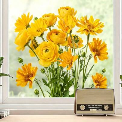 A Vinyl Sticker Of A Yellow Chrysanthemum, Ideal For Use On Vehicles, Laptops, Windows, Walls, And Mugs, Making It Great For Party And Spring-Themed Decorations