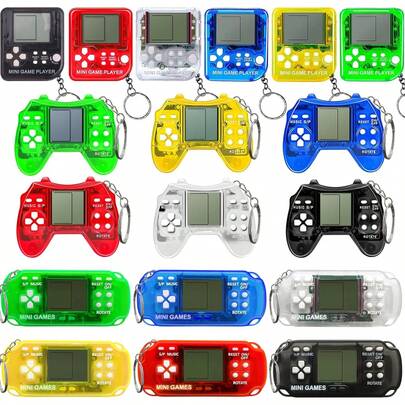 18Pcs Video Game Party Favors For Kids, Arcade Video Game Birthday Supplies Mini Gamer Console Keychain Classroom Prizes For Boys And Girls