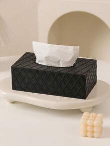 1 Rectangular Tissue Box - Fashionable Diamond Grid Pattern, Large Opening Double-Sided Design, Increased Capacity, Simple Tissue Box Available In Two Sizes, Circular Opening For Paper Extraction Without Getting Stuck, No Deformation, Suitable For Home Style - Multicolor - View 3