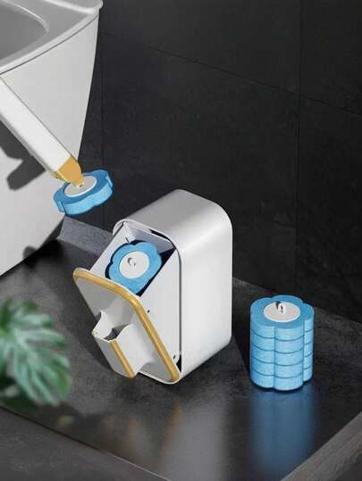 Bộ cọ vệ sinh bồn cầu dùng một lần gồm 18 đầu cọ thay thế, hệ thống cọ rửa bồn cầu dùng một lần, hộp đựng và 18 đầu cọ thay thế để vệ sinh phòng tắm, trang trí phòng tắm mùa thu.