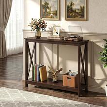 Sofa Side Console Table With 2 Storage Shelves Narrow Accent Table For Entryway/Hallway/Living Room, 39.3in L X 11.8in W X 31.6in H (Dark Brown, 39.3 Inch) - Dark Brown - View 5