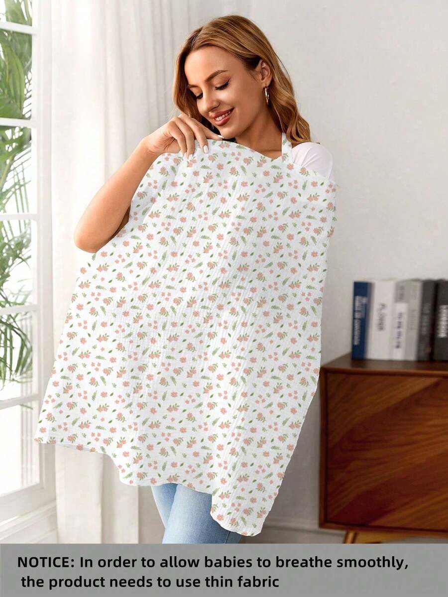 1pc Comfortable Breathable Multifunctional Nursing Cover, Anti-Peeping Pure Cotton Delicate Printed Nursing Scarf, Breastfeeding Shirt For Moms, Nursing Apron, Suitable For All Seasons - Multicolor - View 1