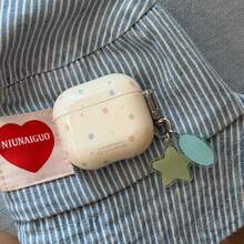 星形简约乳白色星形装饰耳机保护套，兼容 Pro 3、新款 Pro 2、可爱 Apple 4 简约款 3，女士个性化半耳机保护套 - 乳白色 - 查看 3