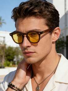 3pcs Retro Rivet Small Frame PC Decorative Fashion Glasses, Minimalist Versatile High-End Unisex Driving Fashion Glasses - Multicolor - View 4