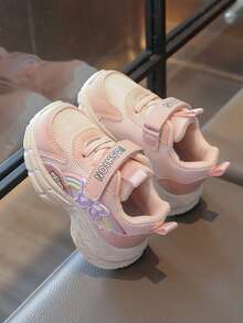 1 par de zapatillas deportivas casuales con decoración arcoíris, malla transpirable, duraderas y antideslizantes, adecuadas para el campus y uso diario en primavera/otoño, zapatos deportivos de moda - Rosa - Ver 2
