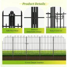 Tall Garden Fence Animal Barrier With Gate, 39.5in (H) X 11.5ft (L) 5 Panels Decorative Dog Fence Outdoor For Yard, Heavy Duty Metal Fence Border, Flower Bed, Easy Setup, Black - Black - 查看 5