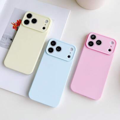 3pcs Solid Color Soft Silicone Full Coverage Straight Edge Phone Case, Cute Dopamine Color Phone Protective Cover Compatible With IPhone 16 Pro Max, 16, 16 Plus, 16 Pro, 15, 15 Pro, 15 Plus, 15 Pro Max, 14, 14 Plus, 14 Pro, 14 Pro Max, 13, 13 Pro, 13 Pro Max, 12, 12 Pro, XS Max, XR, Suitable For Daily Use, 17, 17 Pro, 17 Pro Max