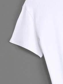 LUNE T-Shirt With Letter And Heart Print And Round Neck - 白色 - 查看 4