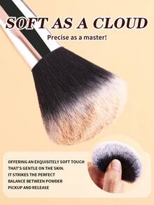 ronshadow 2支短柄黑银色散粉刷+化妆海绵，柔软有弹性的化妆刷套装，打造无瑕底妆工具 - 黑色 - 查看 8