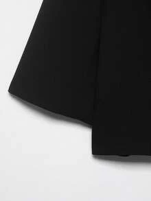 DEEKA 春夏新款女装简约百搭短袖露脐西装外套 - 黑色 - 查看 9