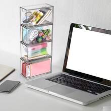 Hộp đựng túi trà bằng acrylic trong suốt 4 ngăn, giá đựng túi trà xếp chồng được dùng trong tủ bếp, hộp đựng viên cà phê và đồ ăn nhẹ trên mặt bàn. - trong suốt - Xem 4